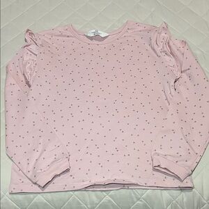 H&M Light Pink Heart Pattern Long Sleeve Top